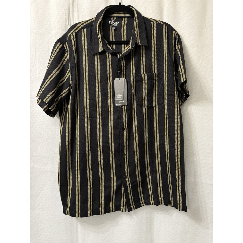 Eighty Eight Mens Short Sleeve Shirt Size XL Black with‎  Gold chain accent new